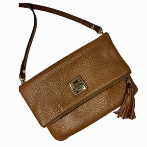 Dooney & Burke — Pebble Grain Leather Foldover Zip Crossbody / Clutch